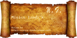 Misics Izsák névjegykártya